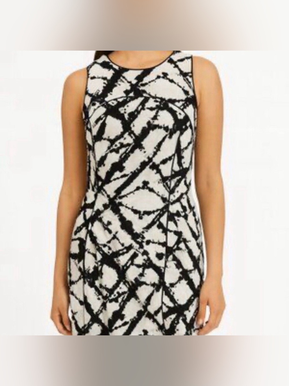 NWT Cynthia Rowley Black & White Ink Blot Racerback Linen Dress, size 6